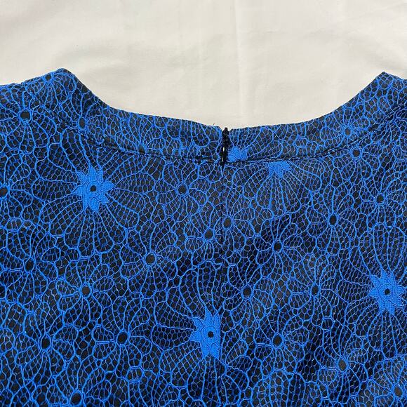 Blue Lace Overlay Blouse Plus Size 5X Office Career Work - Picture 7 of 9